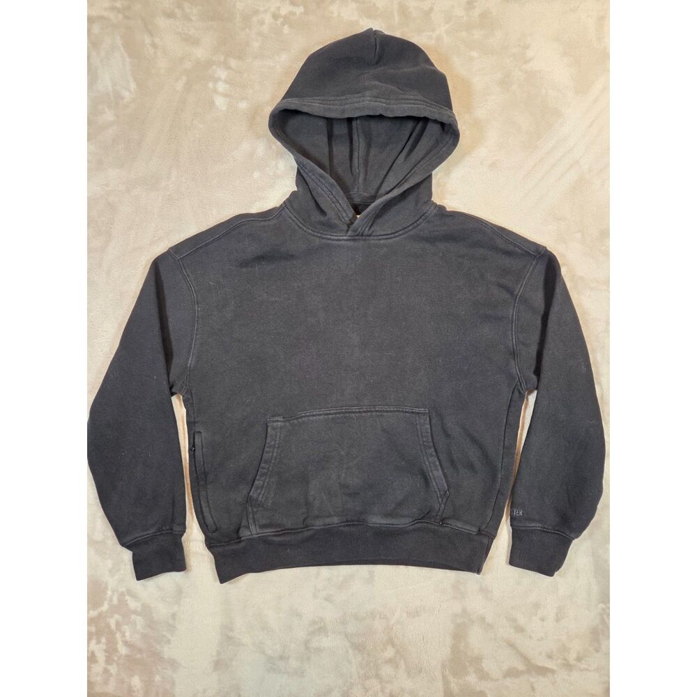Hollister Boxy Fit Hoodie Mens XS Washed Black Pullover Fleece Streetwear